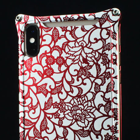 iPhone X Max/ Xs Max アルミ削り出しケース【アラベスク 】RED 【送料無料　税込】