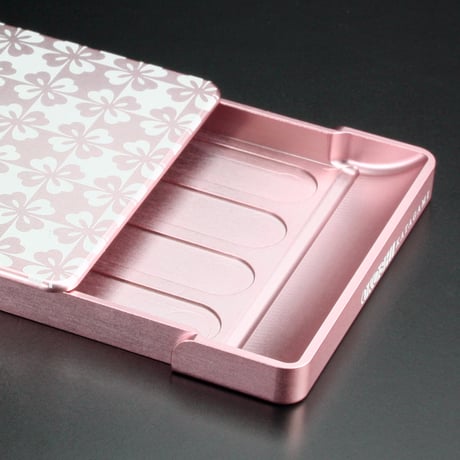 名刺ケース/ジュラルミン削り出し【カタバミ・チェッカー Checkered Katabami】C・PINK 　【送料無料　税込】