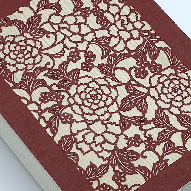 伊勢型紙の文庫箱 牡丹-peony-緋色-red- | 伊勢型紙オコシ