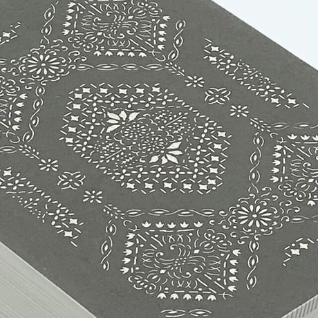 伊勢型紙の文庫箱　【八角縁起-fortune octagon-】薄墨-gray-