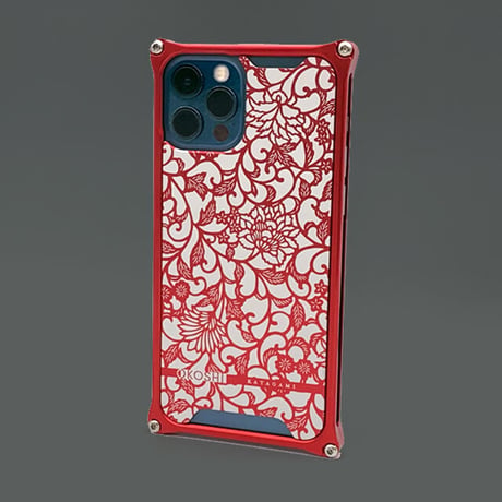 iPhone 12/12pro アルミ削り出しケース【アラベスク 】RED 【送料無料　税込】