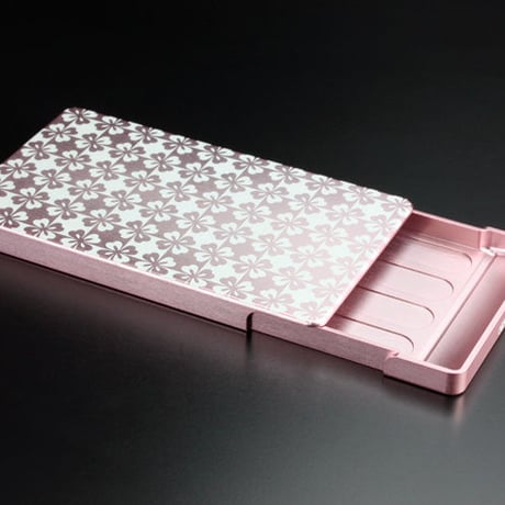 名刺ケース/ジュラルミン削り出し【カタバミ・チェッカー Checkered Katabami】C・PINK 　【送料無料　税込】
