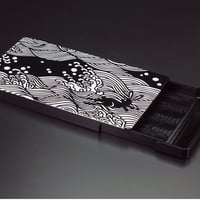 名刺ケース/ジュラルミン削り出し【波に兎】BLACK　 【送料無料　税込】