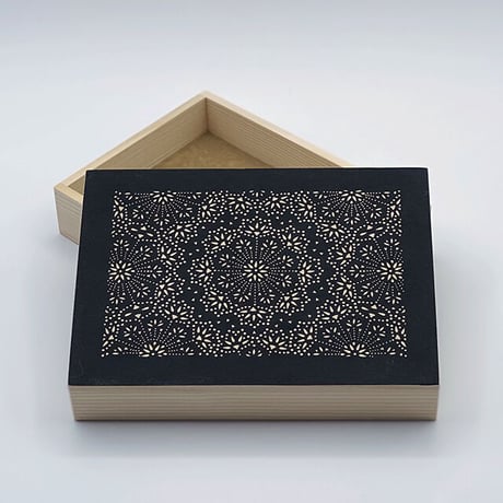 伊勢型紙の文庫箱　【メダリオン-medallion-】黒-black-