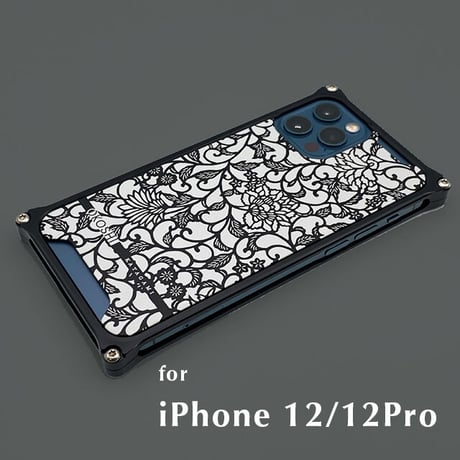 iPhone 12/12pro アルミ削り出しケース【アラベスク 】BLACK【送料無料　税込】
