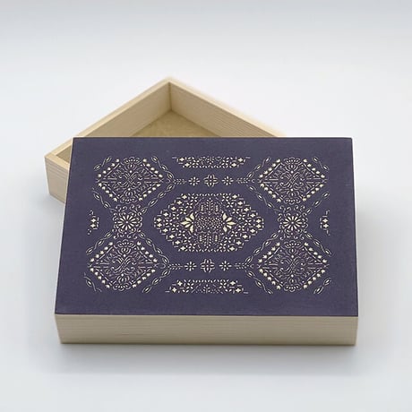伊勢型紙の文庫箱　【八角縁起-fortune octagon-】京紫-purple-