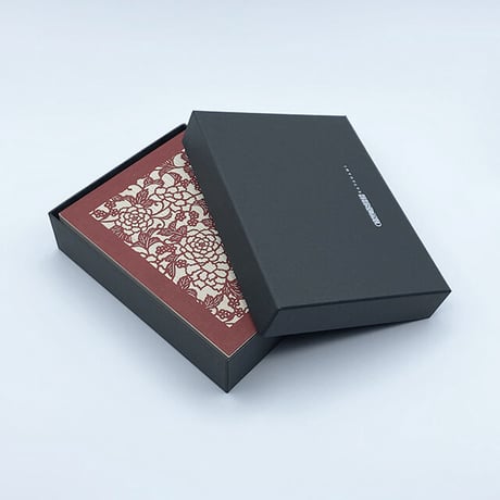 伊勢型紙の文庫箱　【牡丹-peony-】緋色-red-
