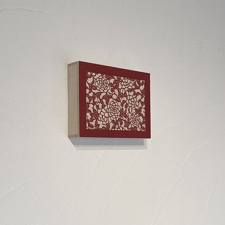 伊勢型紙の文庫箱　【牡丹-peony-】緋色-red-