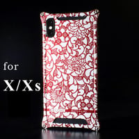iPhone X/ Xs アルミ削り出しケース【アラベスク 】RED 【送料無料　税込】