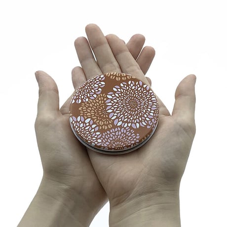 伊勢型紙文様のコンパクトミラー【ダリア-TERRACOTTA】【ネコポス限定　税込・送料無料】（代引き不可）