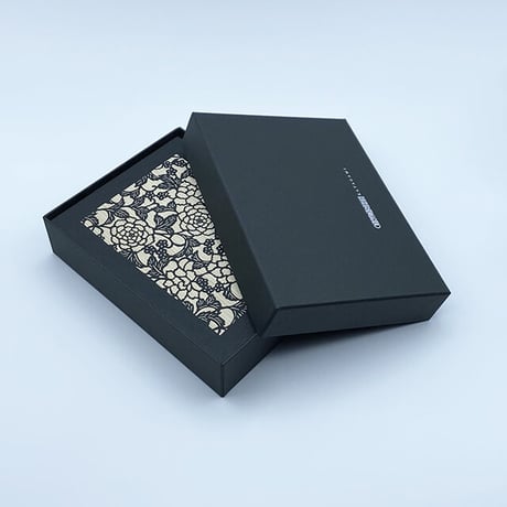 伊勢型紙の文庫箱　【牡丹-peony-】黒-black-