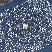 伊勢型紙x伊勢真珠の文庫箱【メダリオン】藍色-BLUE