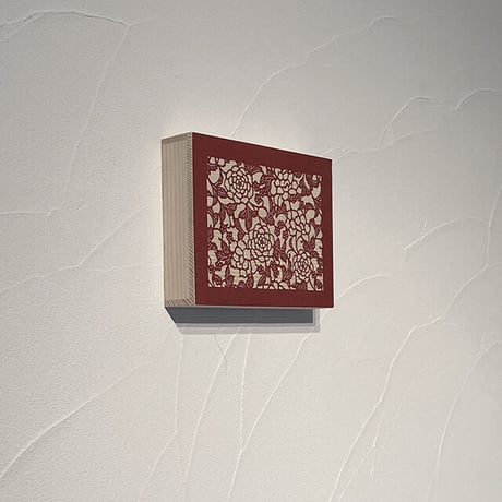 伊勢型紙の文庫箱　【牡丹-peony-】緋色-red-