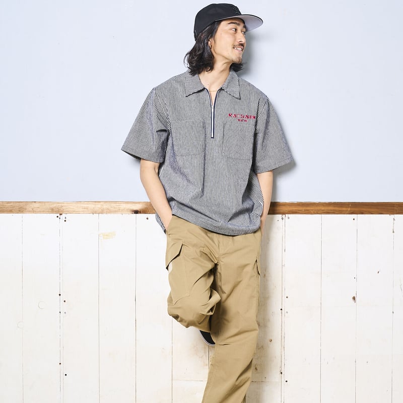 BRUSHED HICKORY HALFZIP WORK SHIRTS | 坩堝-RUTSUB BRUSHED HICKORY HALFZIP WORK SHIRTS | 坩堝-RUTSUB