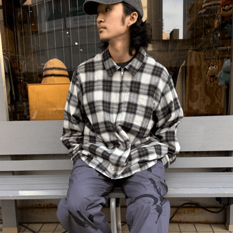SHADOW PLAID ZIP SHIRTS JACKET