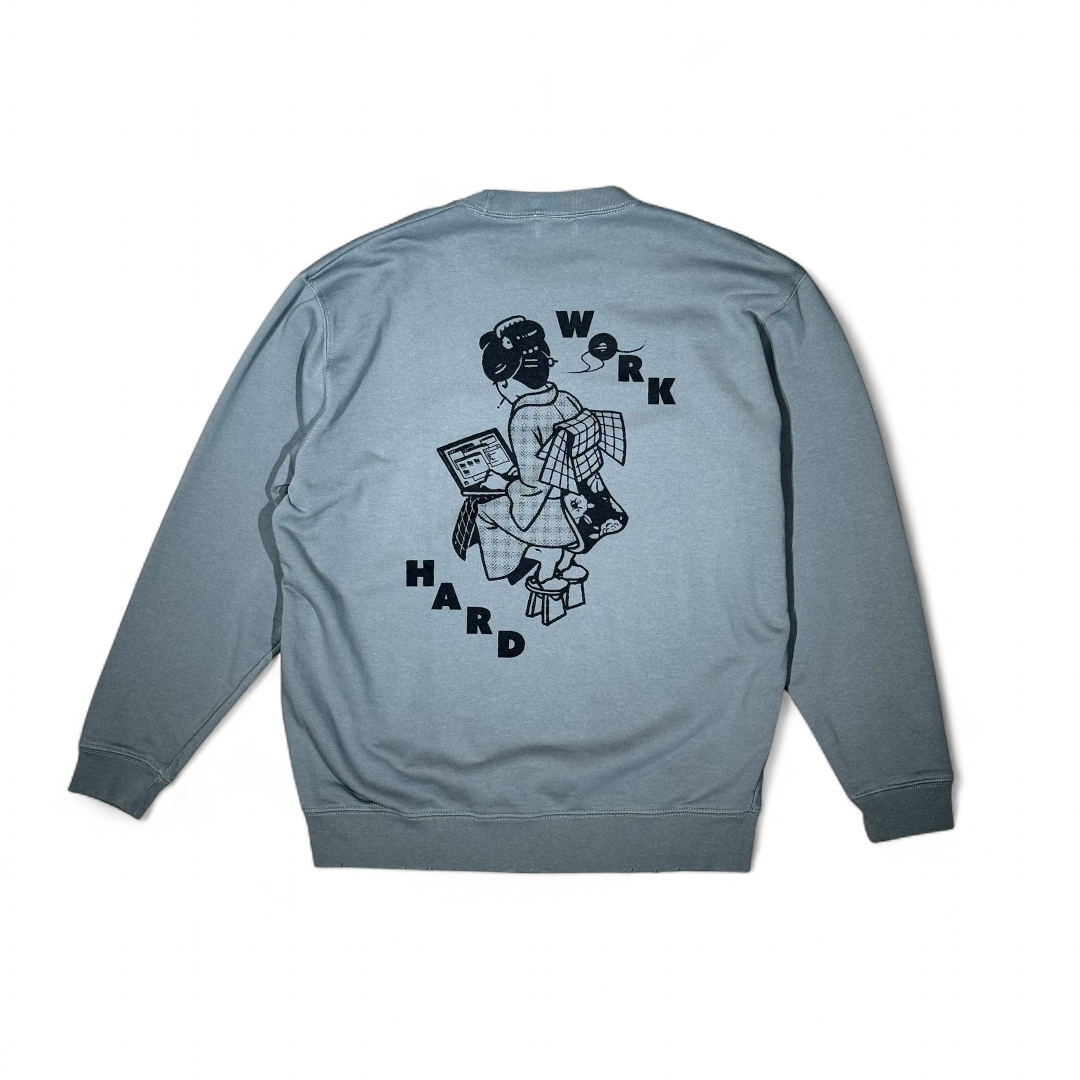 未使用☆DESCENTE yuki ishikawa オリジナルスウェット WORKHARD/必殺仕事人 CREW SWEAT (RUTSUBO×YU SUDA ） |