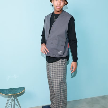 MADRAS CHECK MODERN WIDE EASY TROUSERS