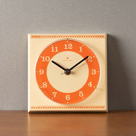 【ヴィンテージ1970's】ドイツ製EUROPA オレンジ 陶器製スクエア時計 ヴィンテージ1970's】ドイツ製EUROPA オレンジ 陶器製スクエア