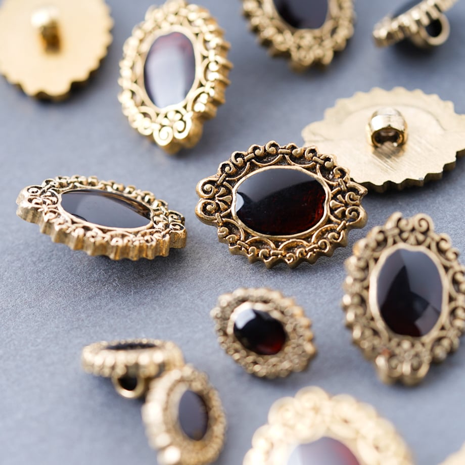 アンティークガラスボタン　カットスティール　デッドストック アンティークガラスボタンカットスティールデッドストック