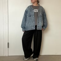 V-neck over denim jacket