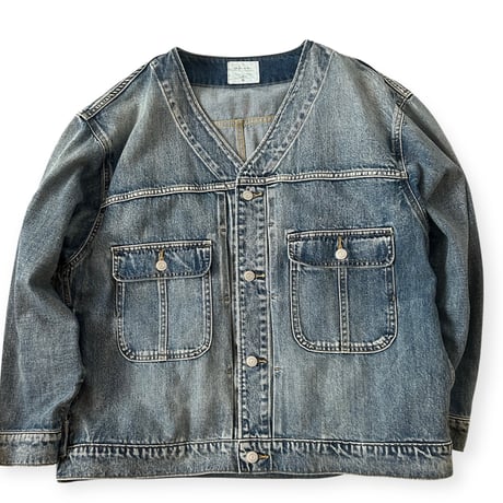 V-neck over denim jacket