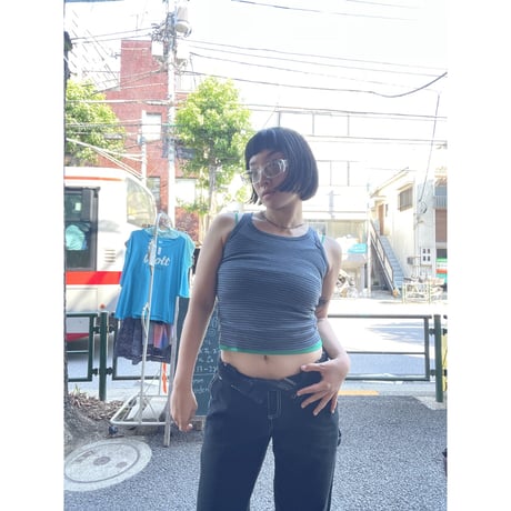 [USED]良い配色〜💚ボーダータンクトップ