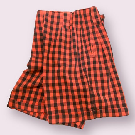[USED] 赤チェック柄ショーツ