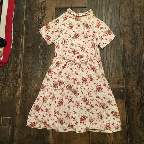 [USED] 開襟シャツの花がらワンピース