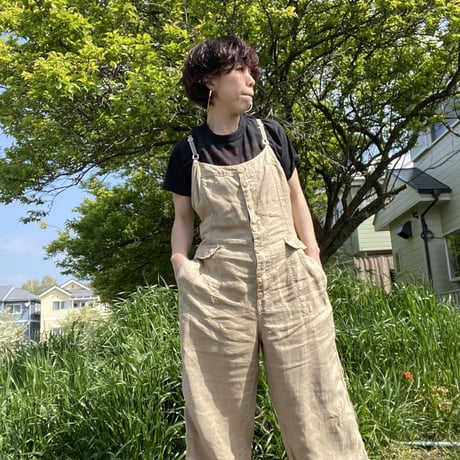 [USED] LINEN オーバーオール
