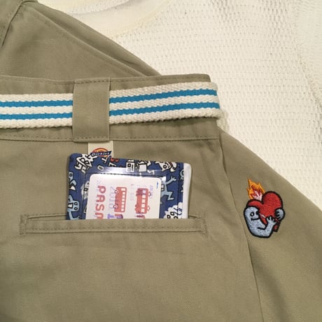 [BENICOTOY] 透明ポッケ付き 総柄ミニポーチ ♡