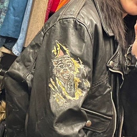 [USED] Hand Paint x "BORO" ライダース Leather JKT ♡🐺