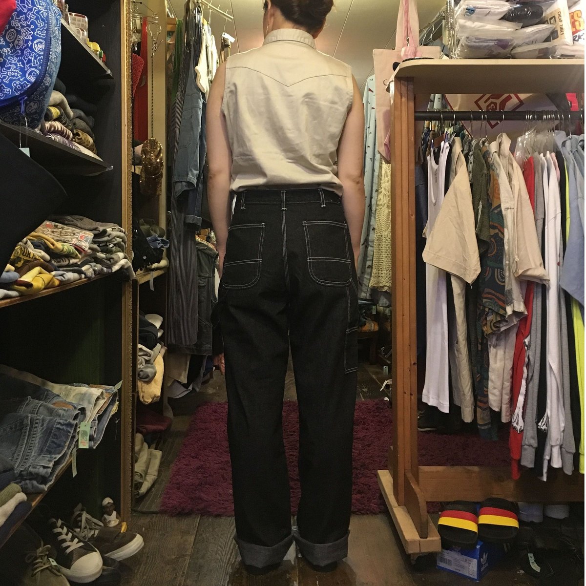 う*ん様 カイチ ダメージペイント 加工デニムパンツ ブラック INTER FA カイチ - ダメージペイント加工デニムパンツ made in INTER