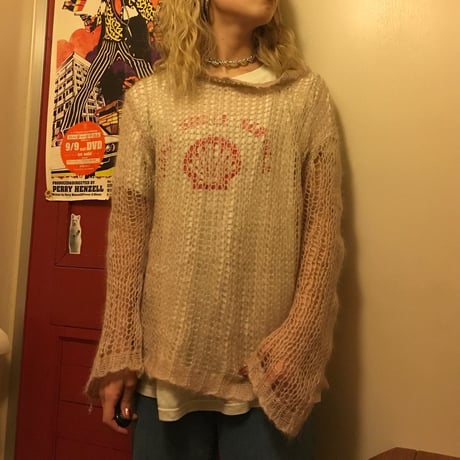 [USED] パステルPINK ザクザク編みセーター