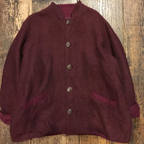 [USED] 立ち襟WOOLバーガンディーコート