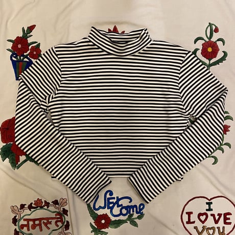 [USED] ボーダーハイネックショート丈TOPS♡