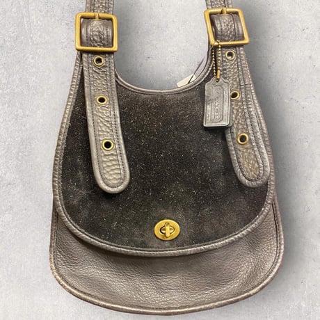 [USED] old coach black leather bag