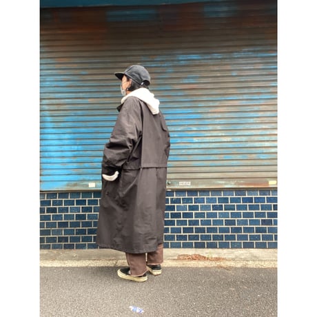 [USED] BLACK NYLON  LONG COAT