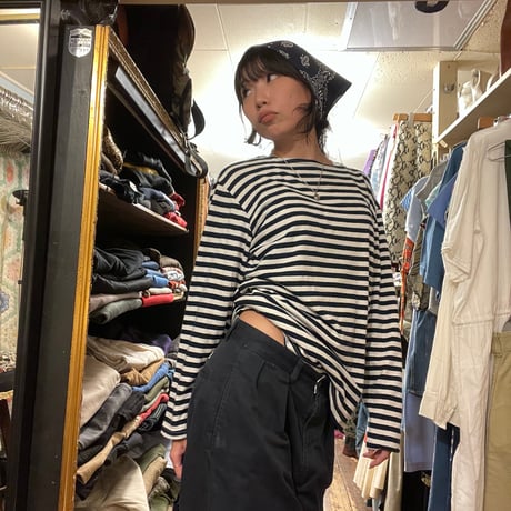 [USED] Midnight NAVY♡ボートネックTOPS