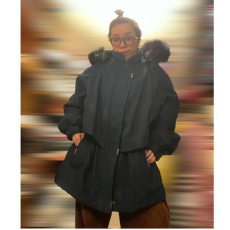 [USED]  中綿入り NAVY ハーフコート