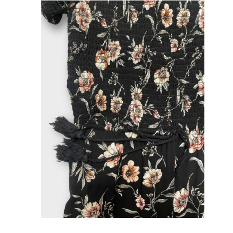 【新品・未使用】SHIPS 麻100% 花柄オールインワン オールインワン レディース サロペット ワイドパンツ ドット柄