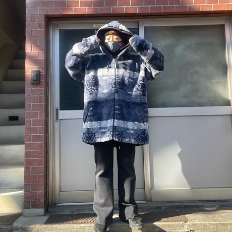 [USED] 雪柄 ボア フリース コート❄️