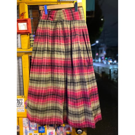 [USED] ピンク×グリーンチェック柄スカート