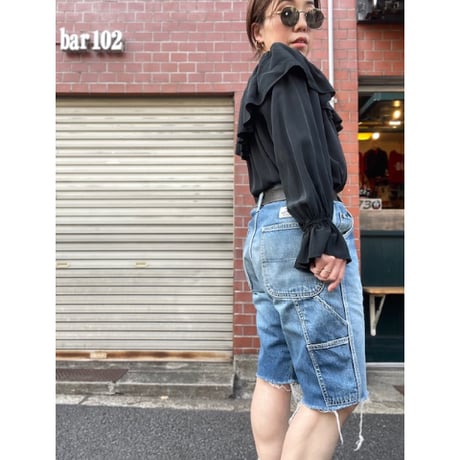 [USED] SILK フリルオフショルダートップス🖤