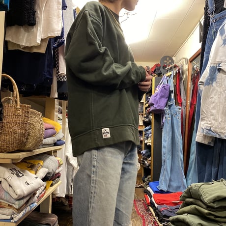 [USED] "CHUMS" OLIVE-GREEN SWEAT！