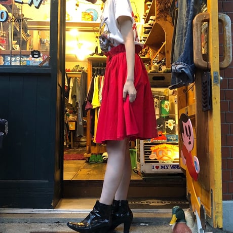 [USED] RED ひざ丈 ギャザースカート♡
