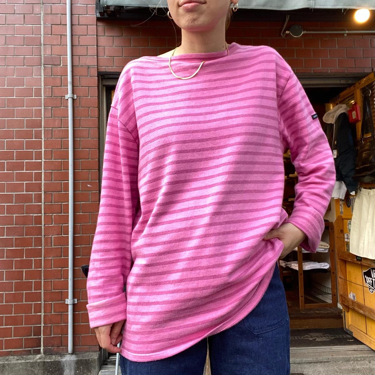 USED] SAINT JAMES 濃淡ピンクボーダーバスクシャツ | garden730
