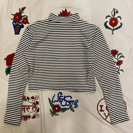 [USED] ボーダーハイネックショート丈TOPS♡