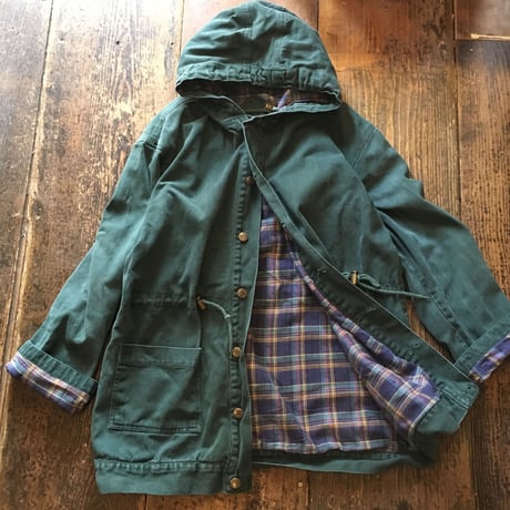 [USED]  GREEN × CHECK の デニムコート
