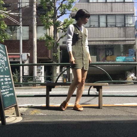 [USED] Smoky green 太コーデュロイ miniワンピース