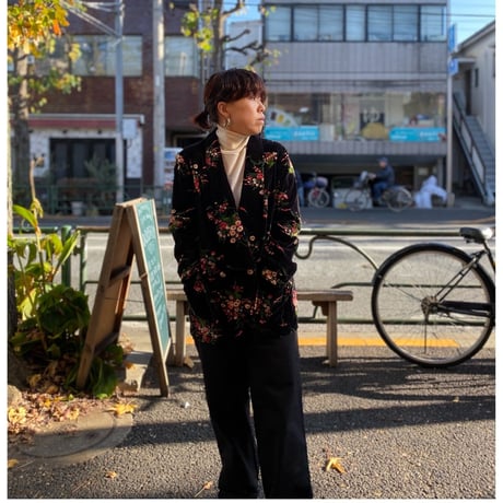 [USED] 花柄 ベロアJACKET